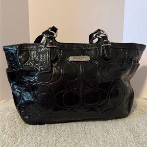 Coach Shiny Black Patent Leather Tote